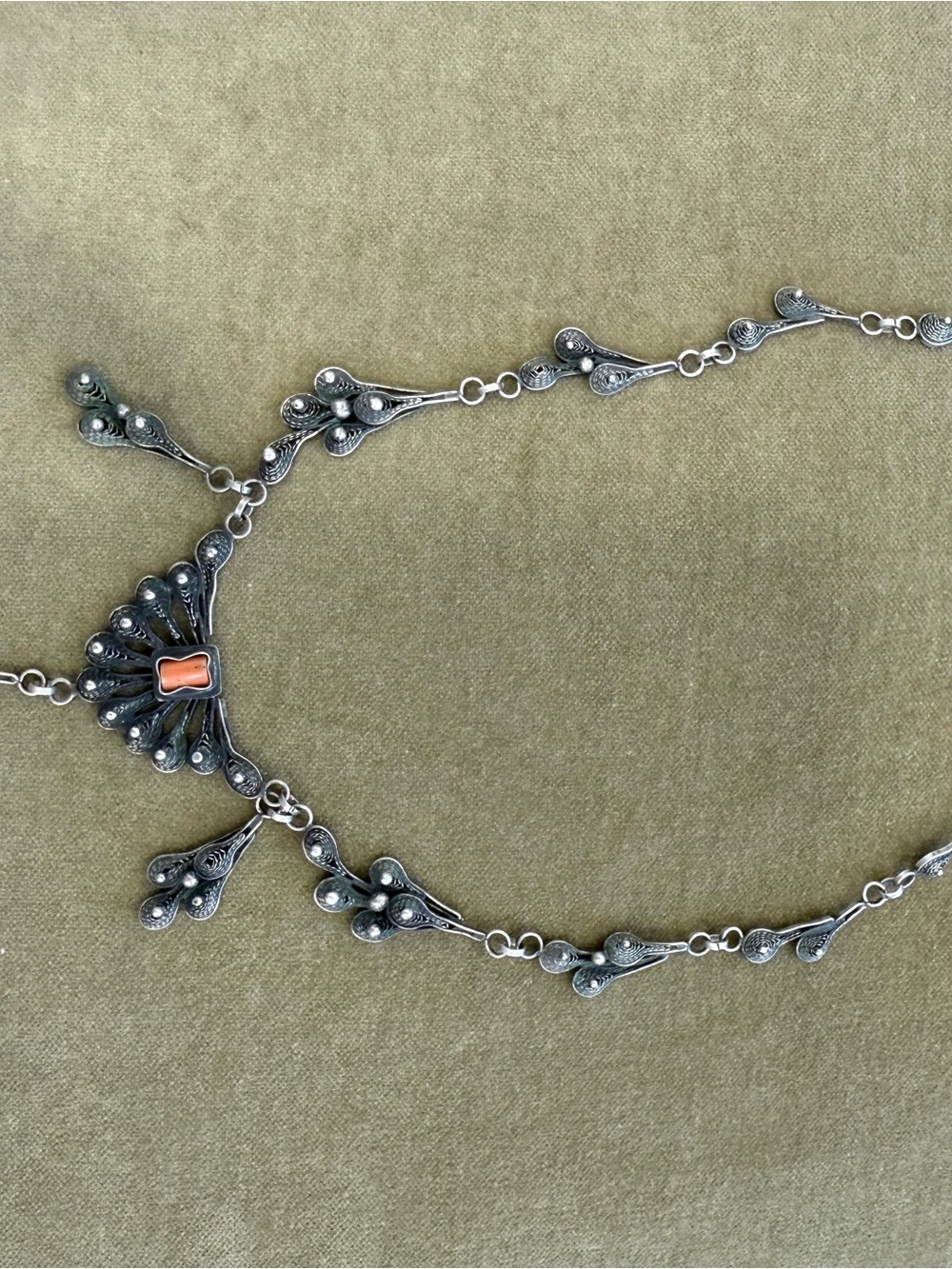 Vintage Melchior Filigree Necklace with natural Jasper